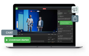 Livestreaming-Plattform für Unternehmen mit Tools für Interaktion und Engagement, einschließlich Q&A- und Chat-Funktionen.