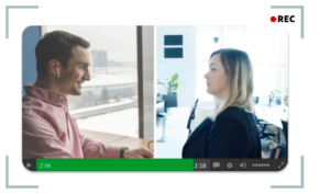 One-click video and screen recording on a corporate video portal, ideal for tutorials, demos, or presentations.